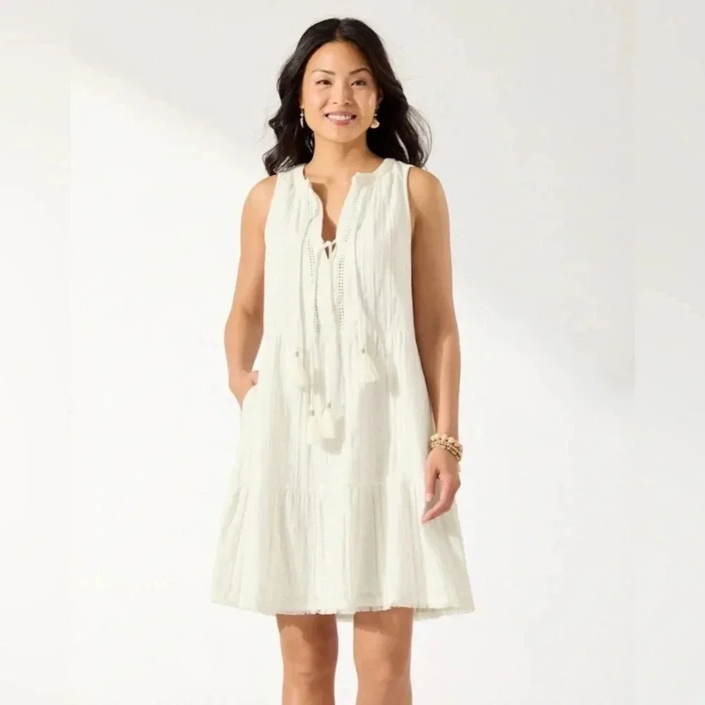 Tommy Bahama Cream Sleeveless Mini Dress